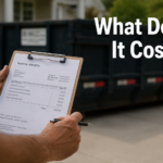 Contractor reviewing rental invoice outdoors